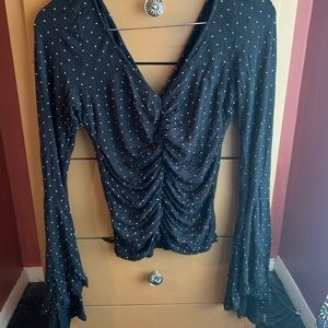 Free People bell sleeve stretchy cinched top